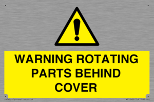 WARNING ROTATING PARTS BEHIND COVER